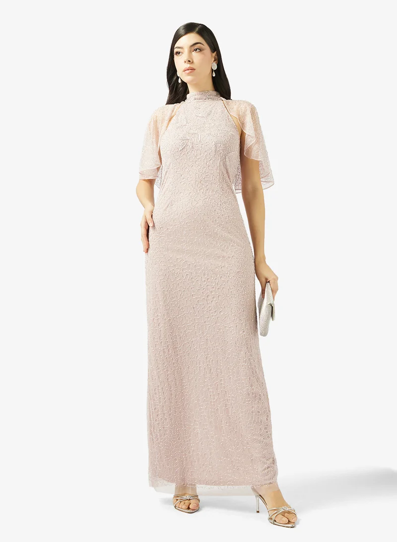 Amelia Rose  Embellished  High Neck Maxi Dress for Women | Best Price UAE
